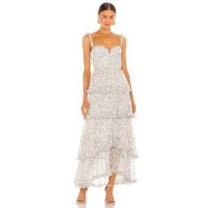 Sau Lee Peyton Maxi Dress Ruffle Tier Multi Floral - 4